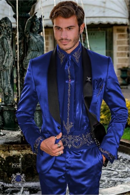 Black And Royal Blue Tuxedo - Prom Wedding Suit
